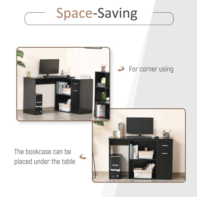 180° Rotating Home Office Corner Desk Storage Shelf Cabinet Black