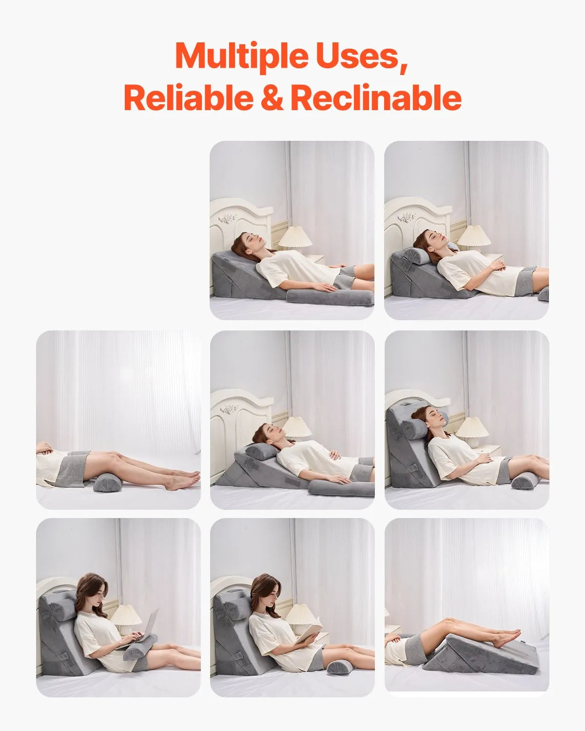 VEVOR Orthopedic Bed Wedge Pillow 4 Pcs Adjustable for Back Leg Neck Sleep GERD