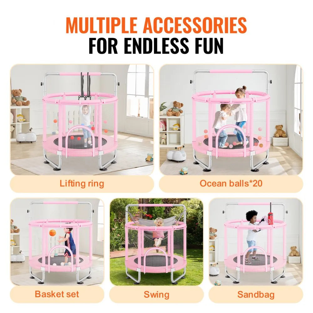 VEVOR 55" Trampoline for Kids Mini Toddler Trampoline with Net Indoor Outdoor