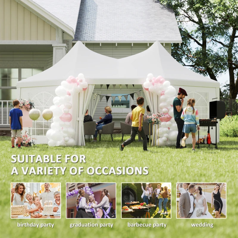 16' x 22' Wedding Event Party Tent High Peak Octagonal Outdoor Gazebo Canopy with Removable Walls, for Weddings, Parties, White