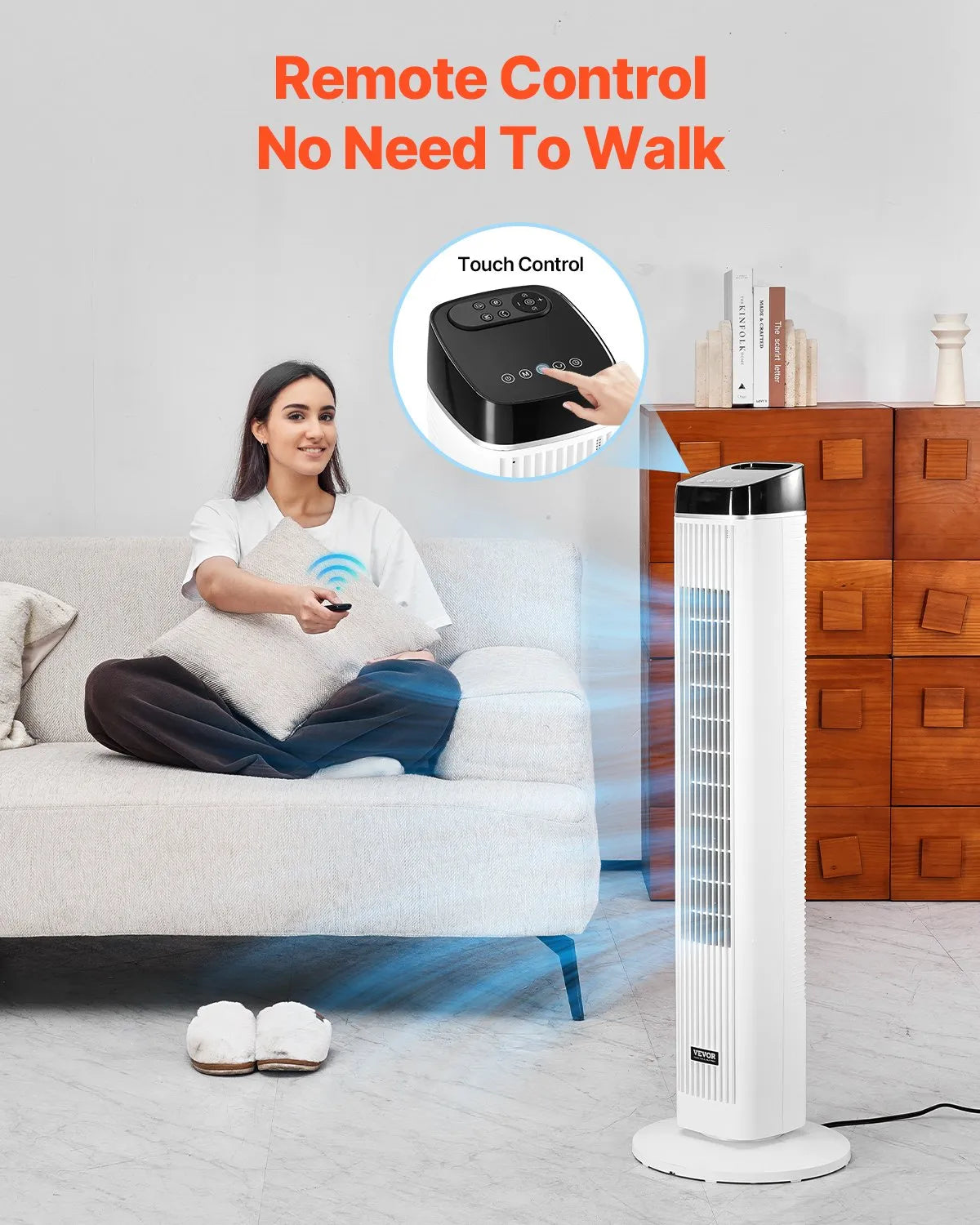 VEVOR 40" Oscillating Tower Fan 9H Timer 22 ft/s Velocity with Remote Control