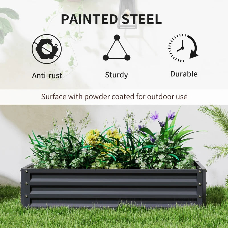 4' x 2' x 1' Raised Garden Bed, Set of 2 Galvanized Planter Box for Vegetables, Flowers, Herbs, Grey