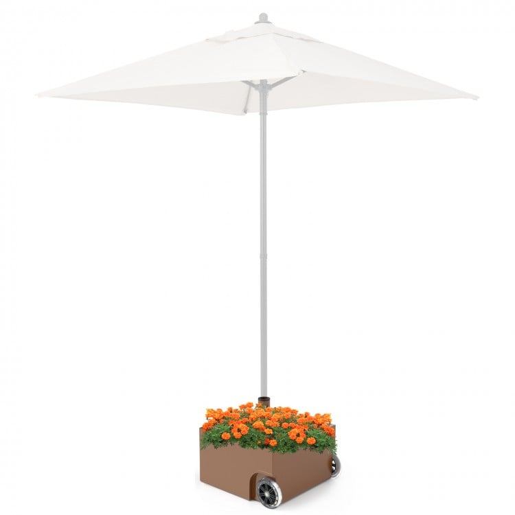 150 Pounds Patio Umbrella Base Stand Wheels Planter Outdoor-Coffee