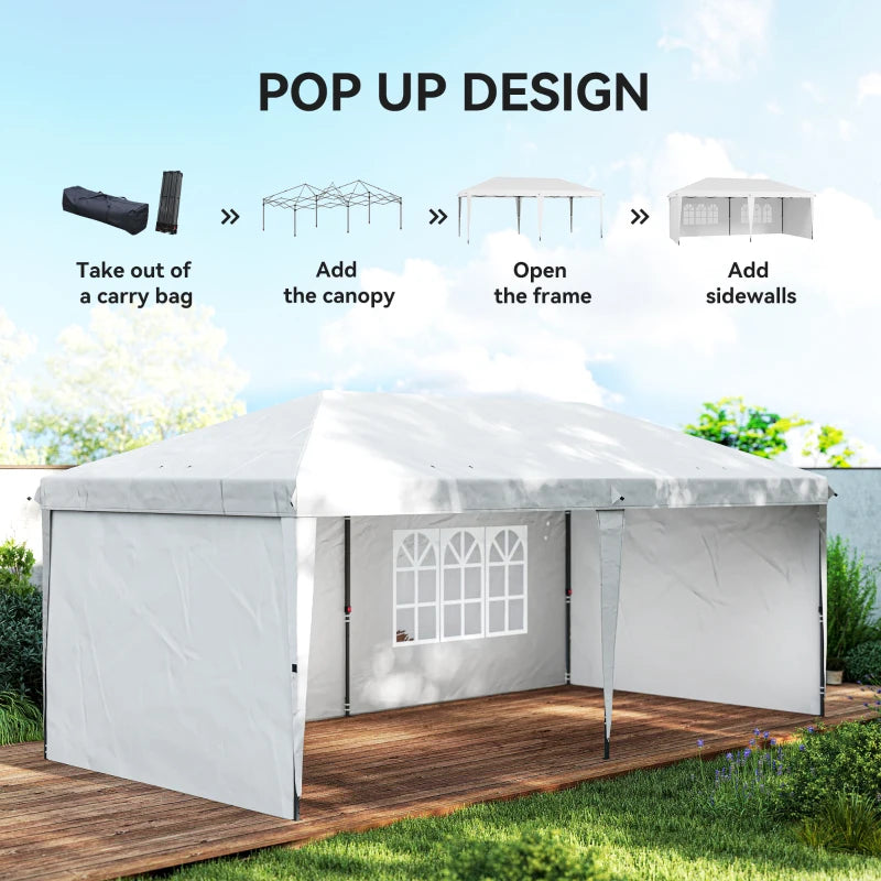 10' x 20' Outdoor Pop Up Canopy Tent Party Tent Instant Shelter W/ Carrying Bag, White