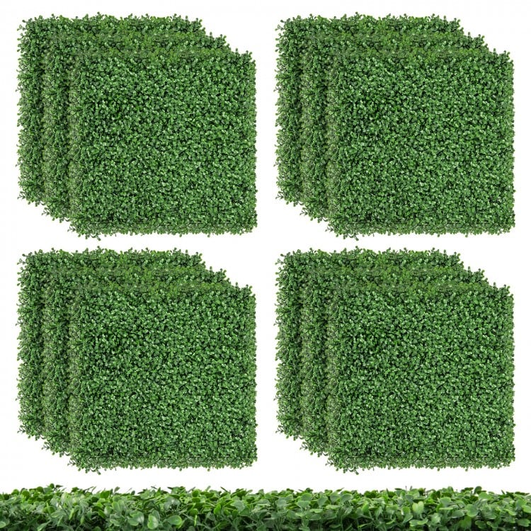 12 Pieces 20 x 20 Inch Artificial Boxwood Wall Panels with Insertable Branches