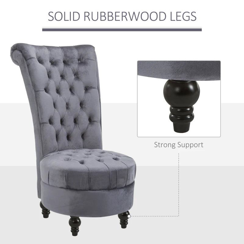 45" Tufted High Back Velvet Accent Chair Living Room Soft Padded Couch Lounge Ash Grey