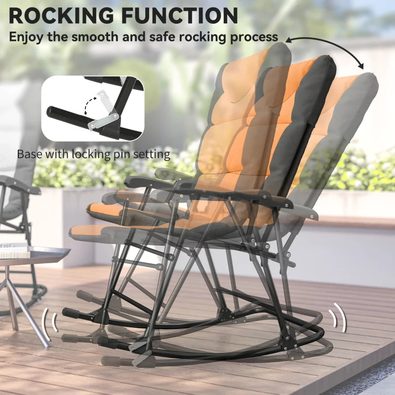 3-Piece Outdoor Foldable Rocking Chair Set, Orange