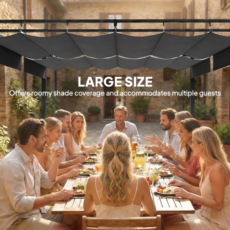 19' x 10' Pergola with Retractable Canopy, Patio Pergola with Sun Shade Shelter, UV50+, for Patio, Garden, Dark Grey