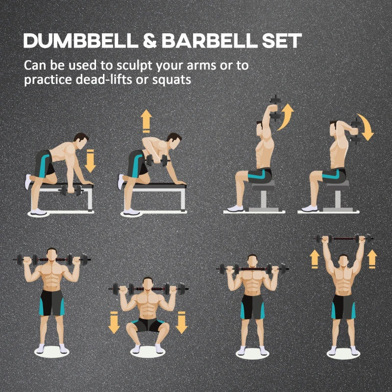 Soozier 33lbs 2-in-1 Adjustable Dumbbells Weight Set, Dumbbell Hand Weights Barbell for Body Fitness, Lifting Training for Home, Office, Gym, Black and Red