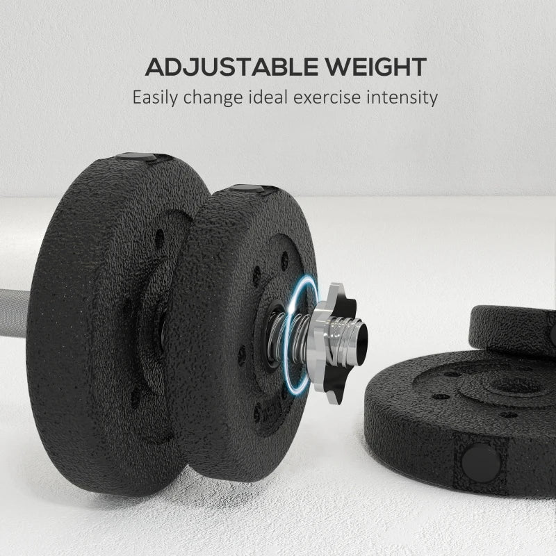 Soozier 2 x 33 lbs Adjustable Dumbbells Weight Set Dumbbell Hand Weight Barbell for Body Fitness Lifting Training for Home Office Gym, Black