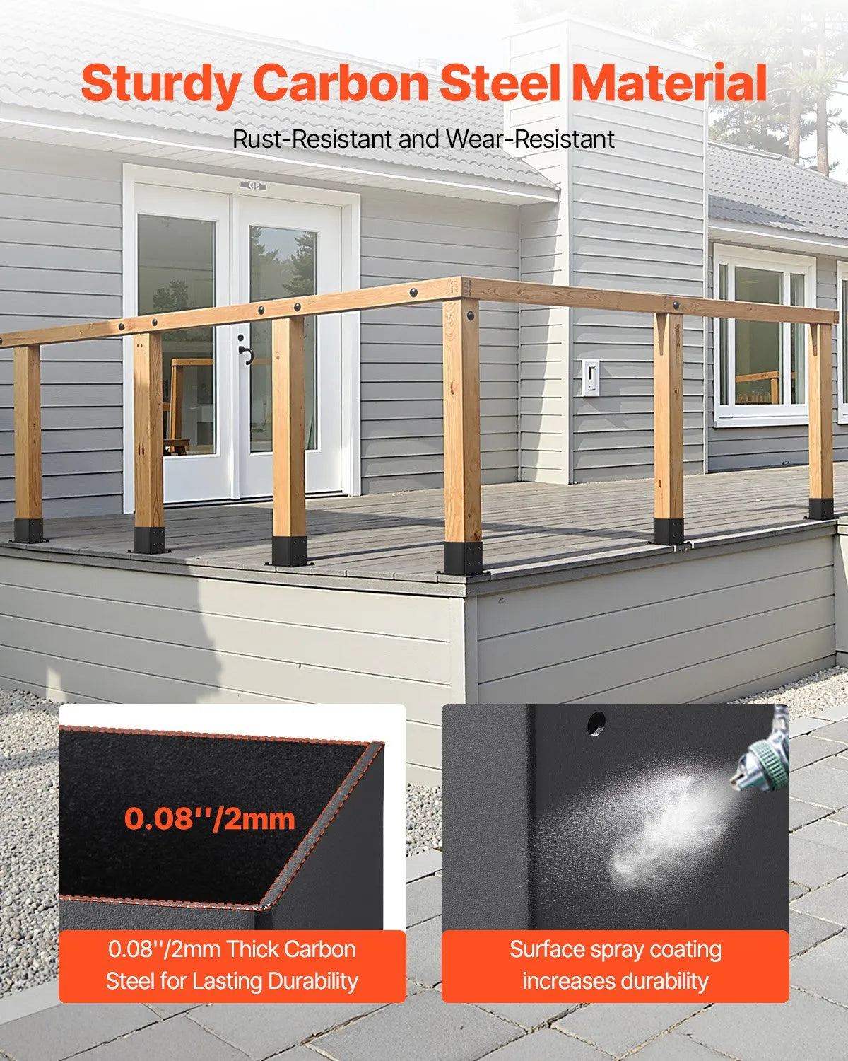 VEVOR 4 Pcs 4x4 Post Base Bracket Wood Fence Post Anchor Inner Size 3.6x3.6 in
