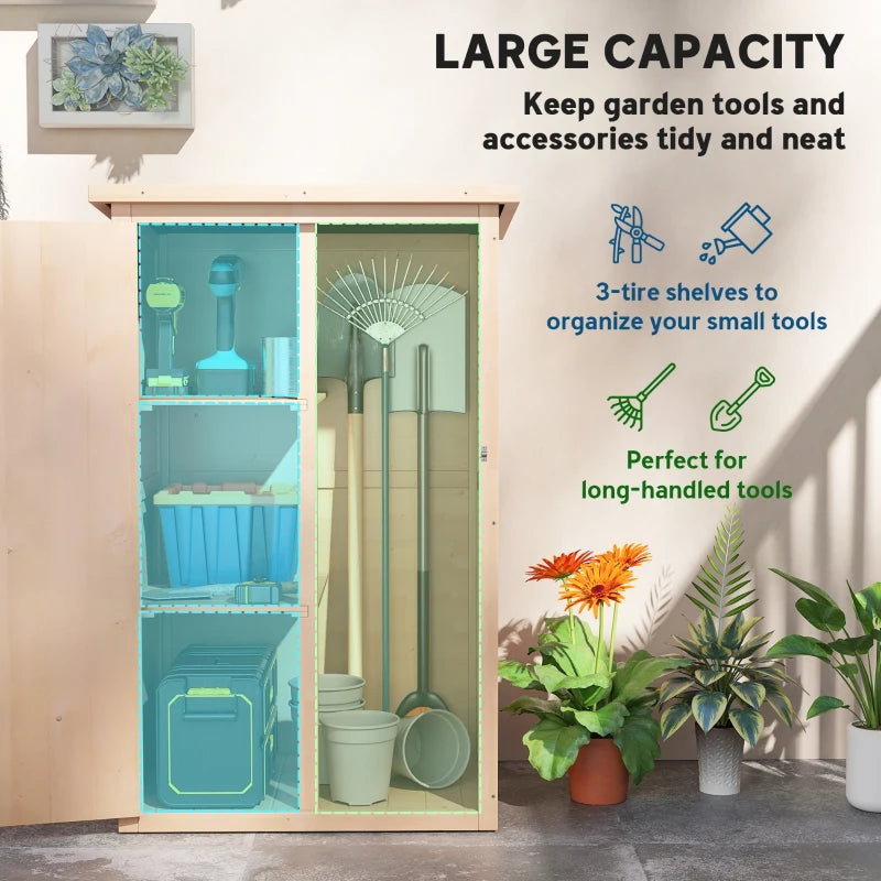 29.9"x21.7"x45.3"Garden Storage Shed with Asphalt Roof, Outdoor Storage Cabinet w/ Shelves, Natural