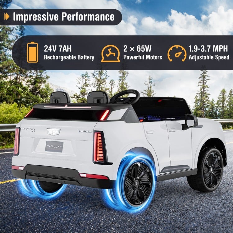 24V Ride on Truck 2-Seater Licensed Cadillac with Remote Control-White