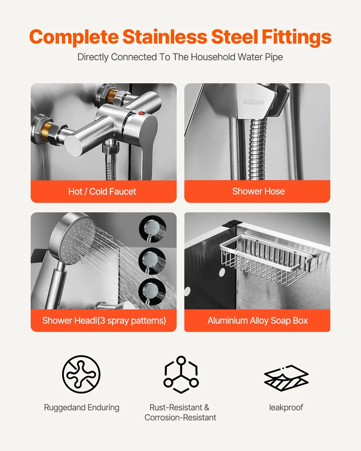 VEVOR 50 Inch Dog Grooming Bath Tub Stainless Steel w Stairs Water Filter Left