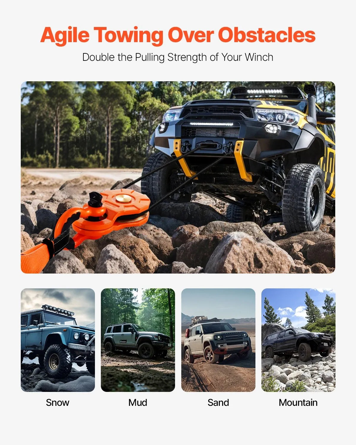 VEVOR 10 Ton Recovery Winch Snatch Block 22,000 lbs Capacity Off Road ATV UTV