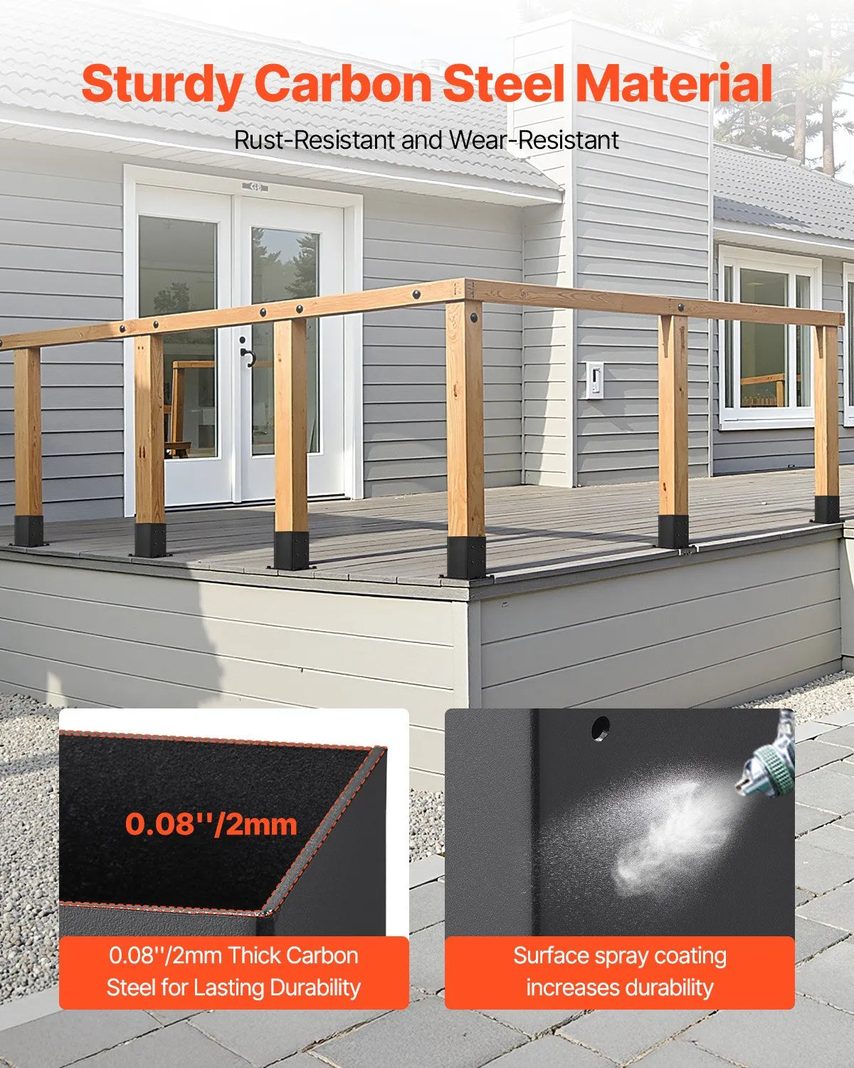 VEVOR 4 Pcs 6x6 Post Base Bracket Inner Size 5.6x5.6 in Wood Fence Post Anchor