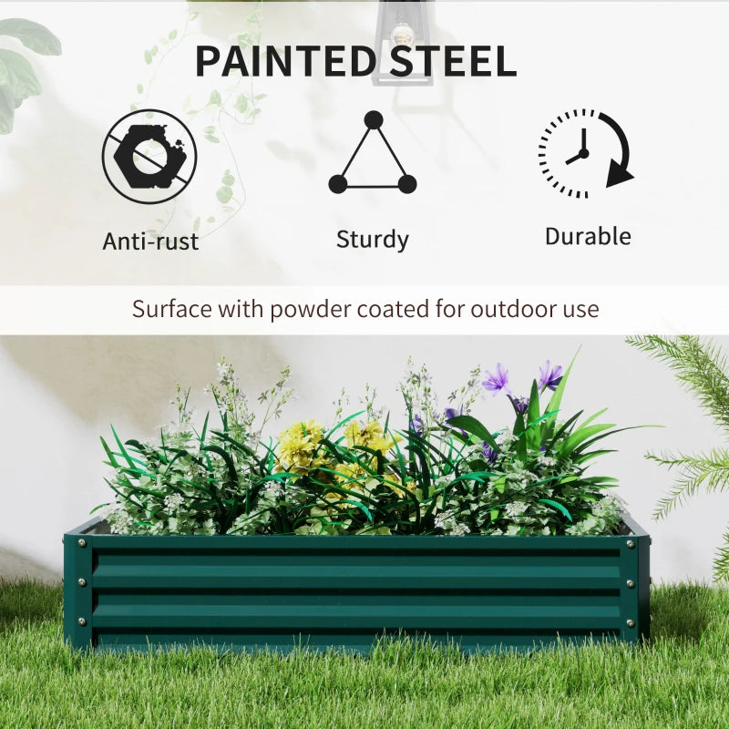 4' x 2' x 1' Raised Garden Bed, Set of 2 Galvanized Planter Box for Vegetables, Flowers, Herbs, Green
