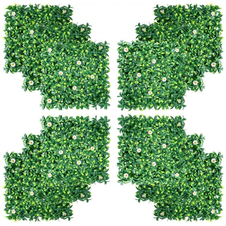 12 Pieces 20 x 20 Inch Artificial Daisy Hedge Plant Privacy Fence Hedge Panels