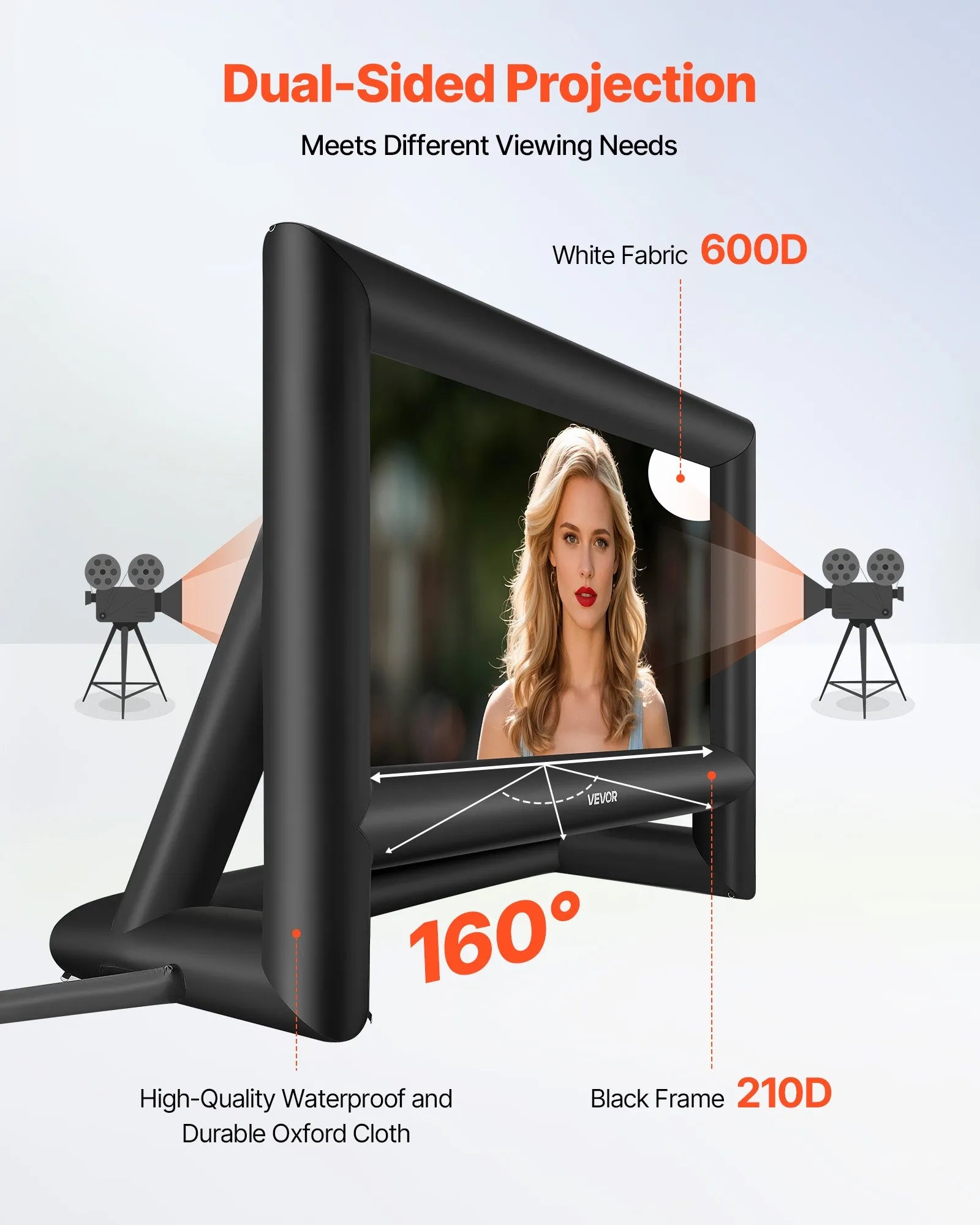 VEVOR 18 ft Inflatable Movie Screen 16:9 600D Movie Projection with Portable Bag