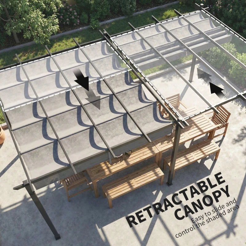 11.7' x 19.6' Retractable Pergola Canopy, Aluminum Pergola for Grill, Patio, Garden, Deck