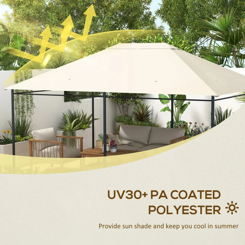 10' x 13' Gazebo Replacement Canopy Cover, Gazebo Roof Replacement (TOP COVER ONLY), Cream White
