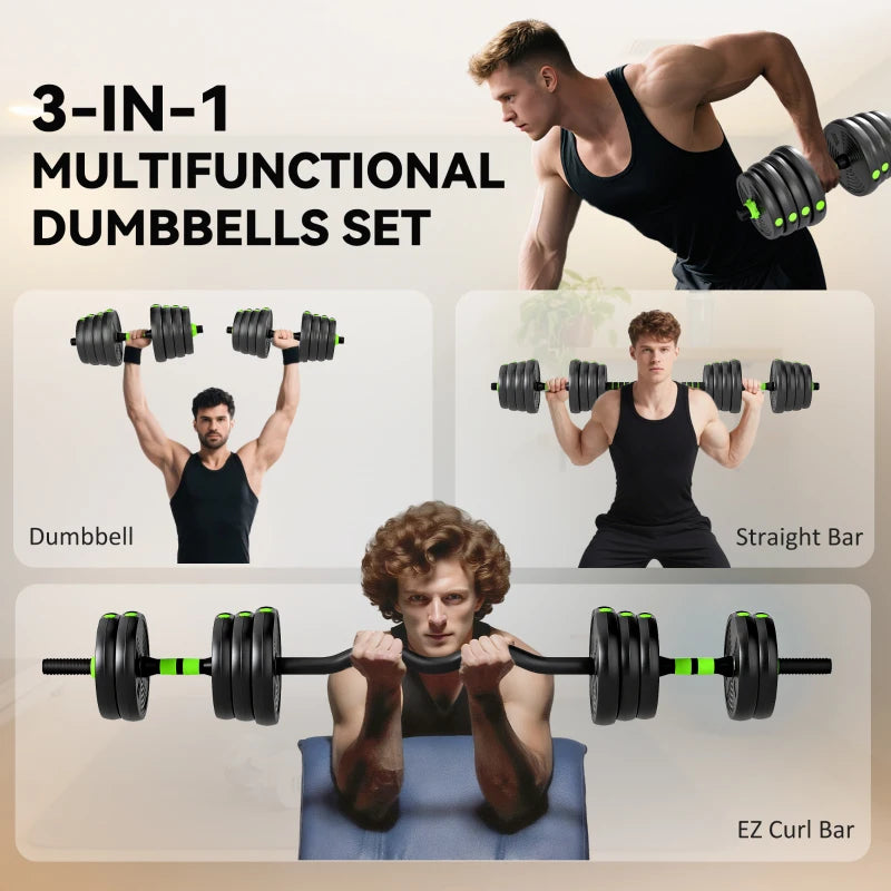Soozier Adjustable Dumbbell Set, 3 in 1 Weights Dumbbells Set for Home Gym, 66lb Free Weights with Connector and Non-Slip Grip