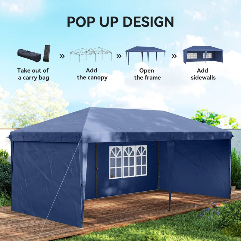 10' x 20' Outdoor Pop Up Canopy Tent Party Tent Instant Shelter W/ Carrying Bag, Blue