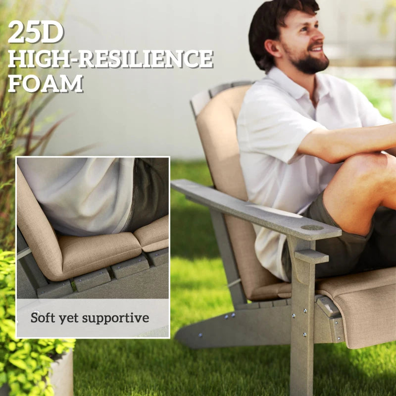 Set of 4 Patio Chair Cushions, High Back Adirondack Chair Cushion with Ties, High-Density Foam, Beige