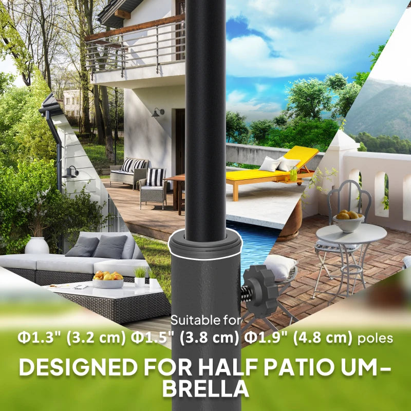 20 lbs Resin Half Parasol Base Outdoor Umbrella Stand Weight, Concrete Garden Parasol Stand, Black