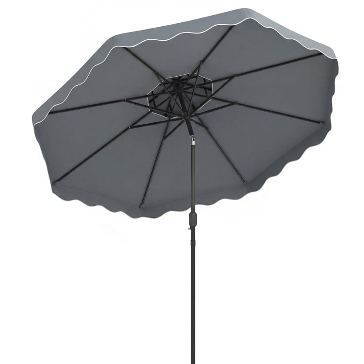 10 Feet Patio Umbrella with Push Button Tilt and Crank-Gray
