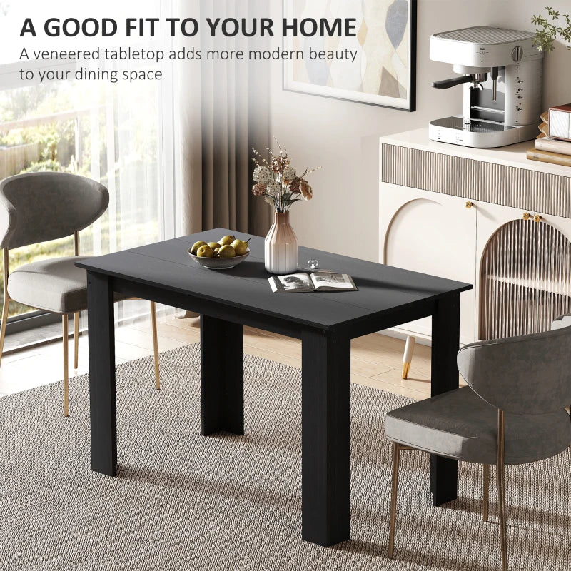 47" Kitchen Table for 4-6 People, Dining Table with Wood Effect for Dining Room, Black