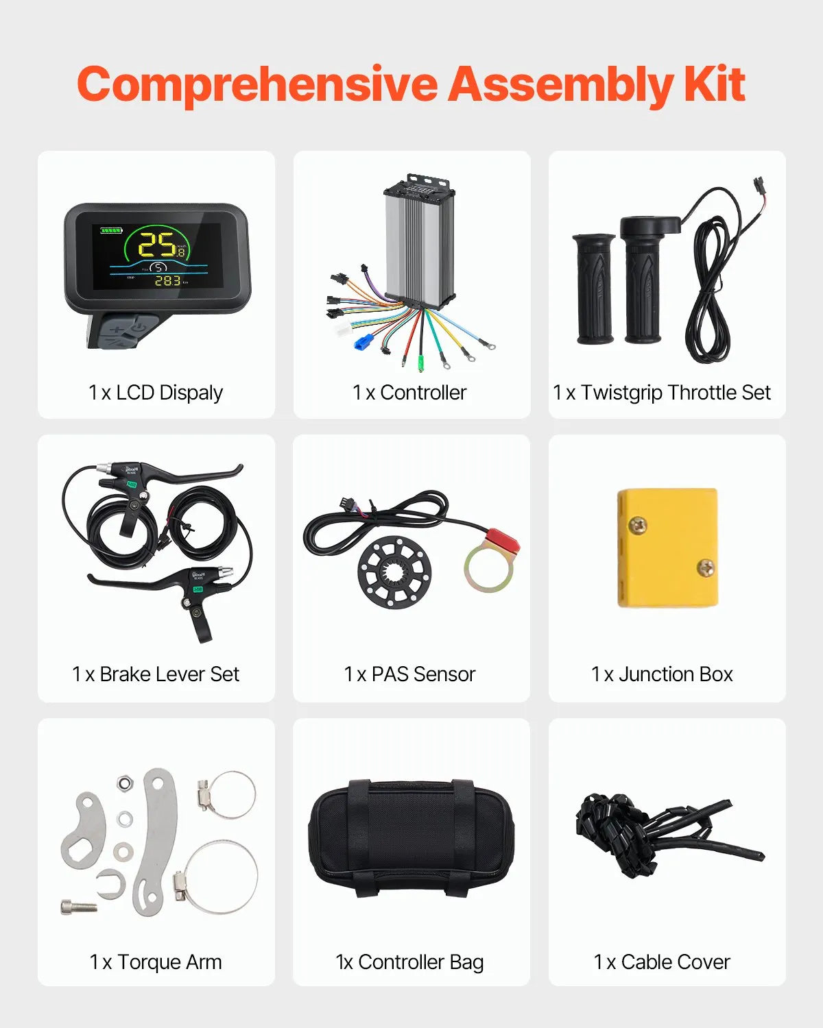 VEVOR 1000W Electric Bike Conversion Kit 48V 26" Front Wheel E-Bike Hub Motor