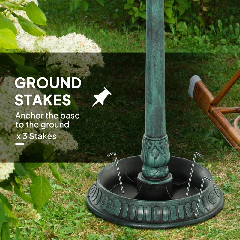3-in-1 Garden Bird Bath Bowl Pedastal with Large Water Basin, Bird Feeder & Underneath Flower Planter, Green