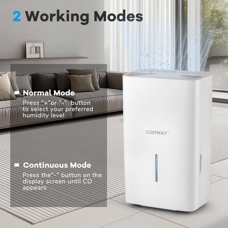 150 Pints Dehumidifier with 24H Timer and LED Display-White