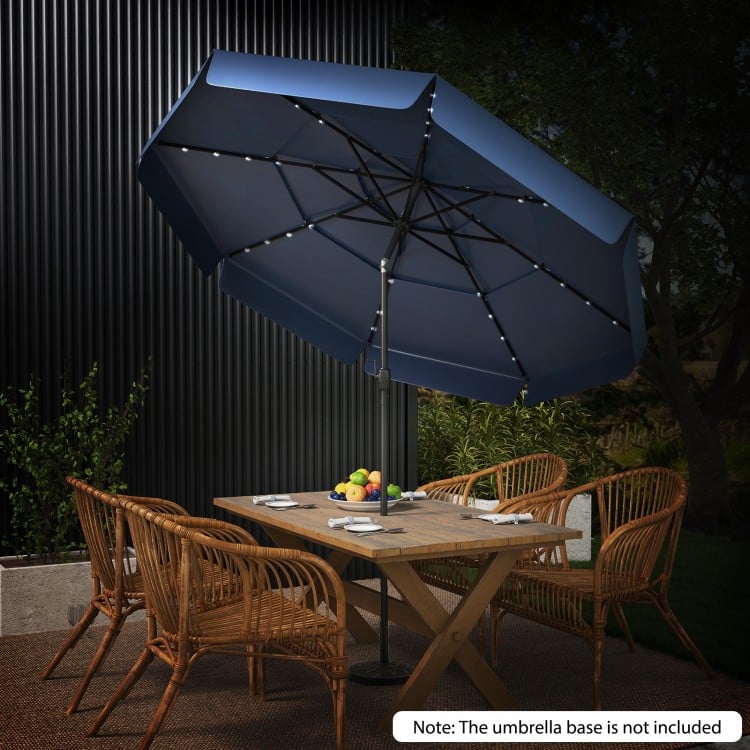 10 Feet Solar Patio Umbrella with 3-Tier Vented Top-Navy