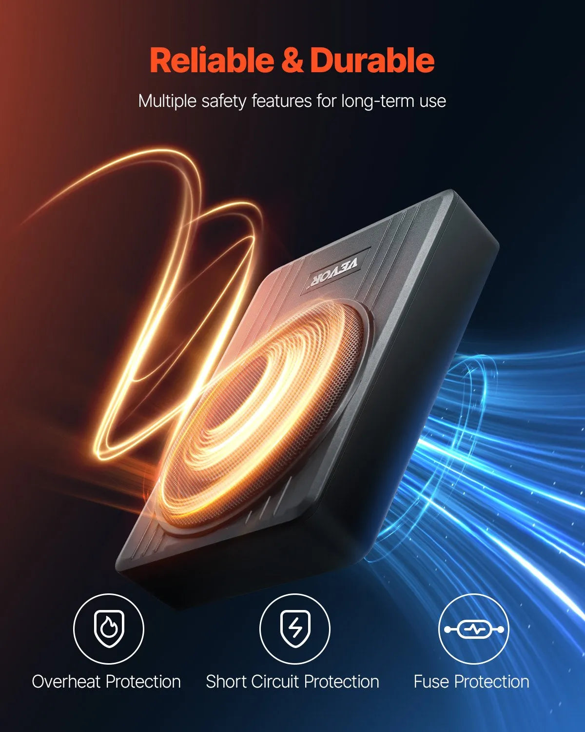 VEVOR 10" 300W Under Seat Car Subwoofer Slim Powered Car/Truck Subwoofer System