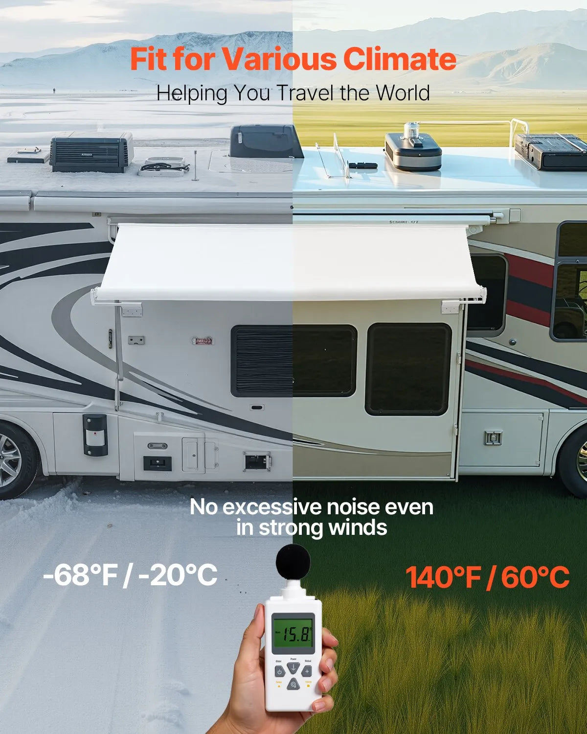 VEVOR 13'7" (13'1") RV Slide Out Awning White Slide Topper Awning for RVs