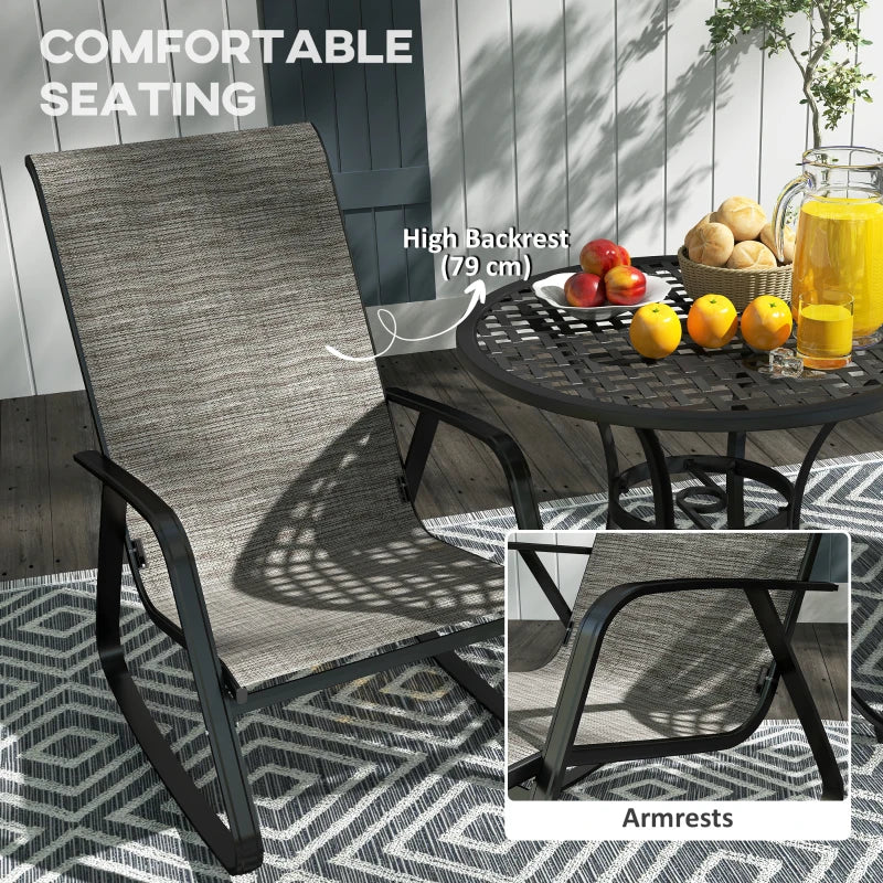 Set of 2 Patio Rocking Chairs, Outdoor Rocking Chairs with High Backrest, Armrests for Backyard, Garden, Light Brown