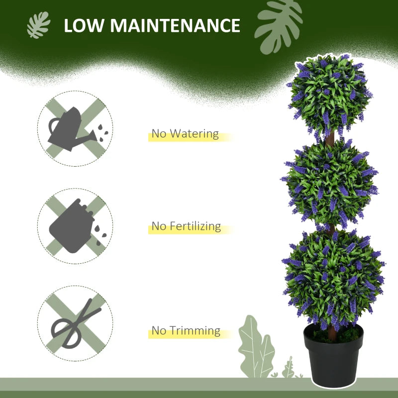 3.5ft Set of 2 Artificial Plants, Lavender Flowers Ball Trees with Pot, for Home Indoor Outdoor Decor
