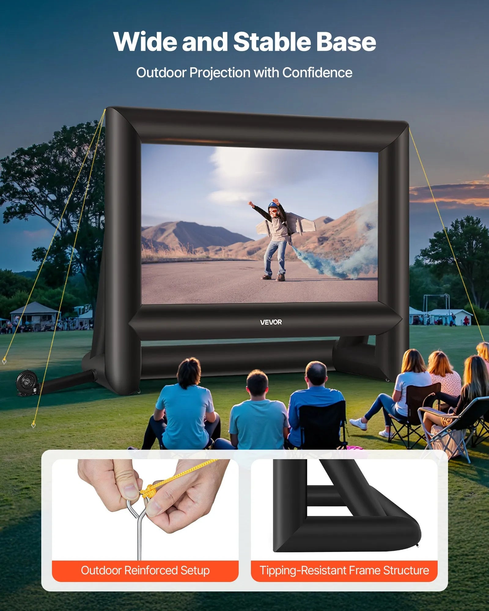 VEVOR 18 ft Inflatable Movie Screen 16:9 600D Movie Projection with Portable Bag