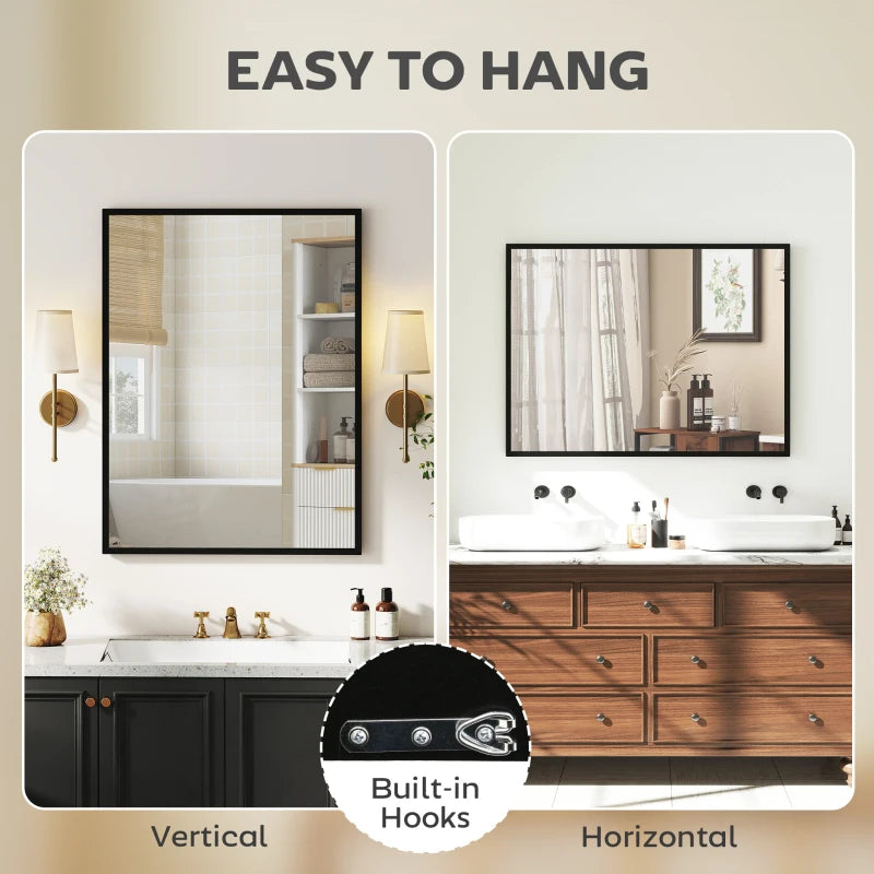 30" x 40" Bathroom Mirror for Wall, Rectangular Mirror for Living Room, Bedroom, Entryway, Black