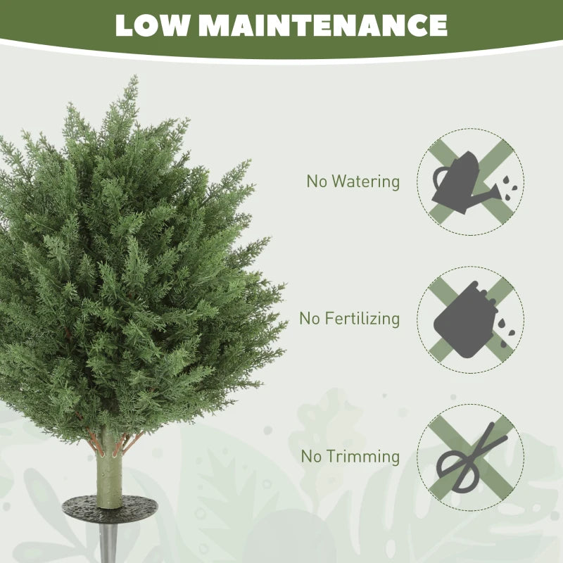 24" Artificial Cypress Trees with Ground Stake, Set of 2 Artificial Plants for Indoor & Outdoor, UV Resistant, Green