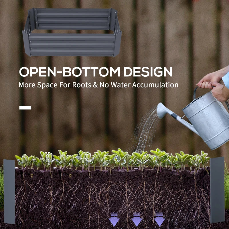 Set of 2 Raised Garden Bed, Steel Elevated Planter Box for Flowers, Herbs, Succulents, 39"x20"x12", Dark Grey