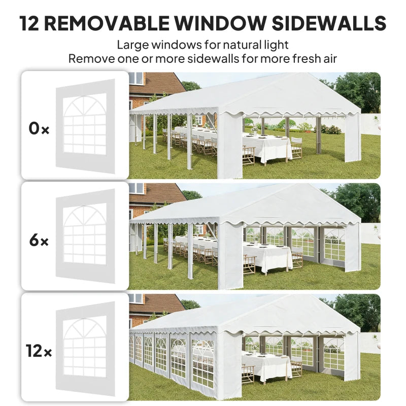 20' x 40' Party Tent Outdoor Canopy Tent with Removable Sidewalls, 12 Windows for Parties, Wedding, Events, BBQ, White