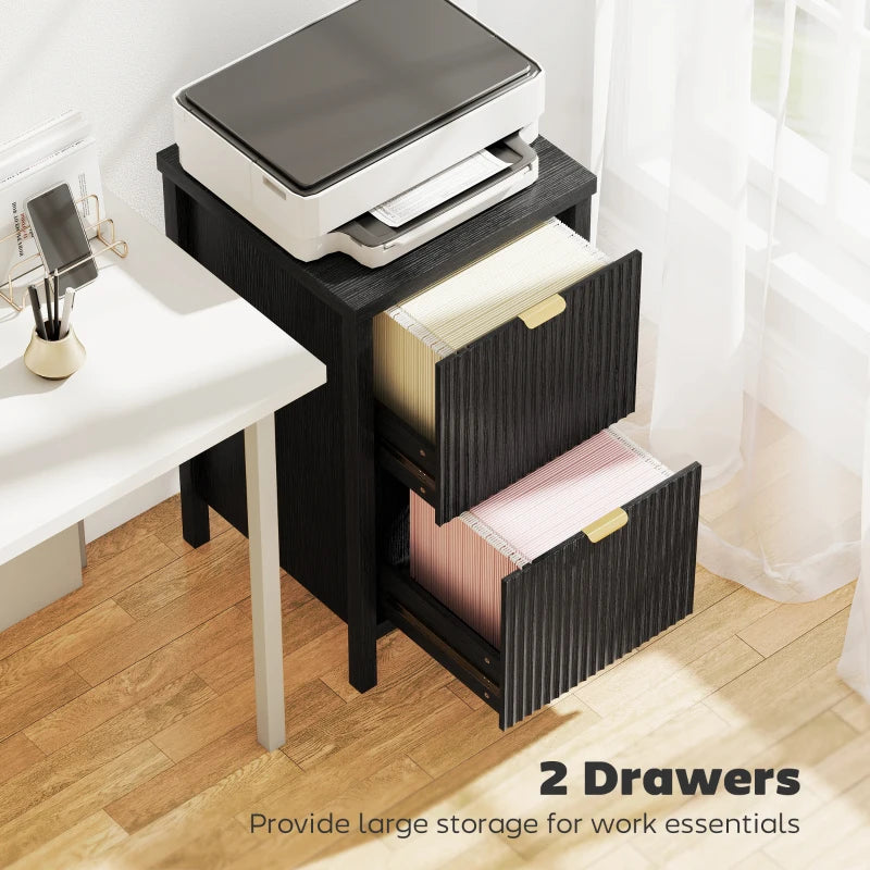 2 Drawer File Cabinet with Silent Slides, Vertical Modern Filing Cabinet Fits Letter/A4 Size Home Office, Black