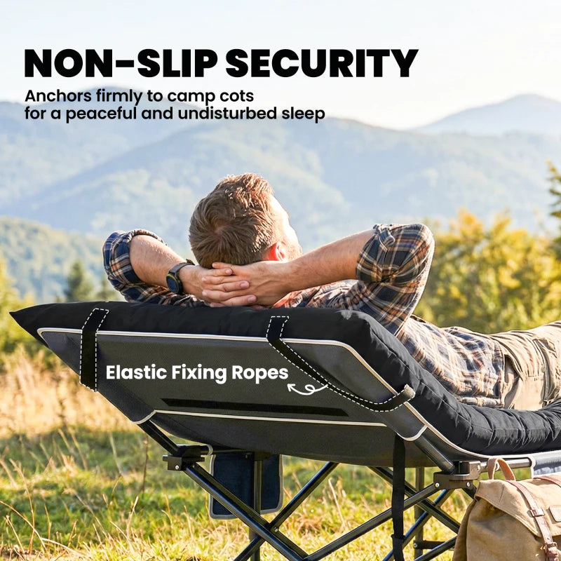 Sleeping Mat, Camping Mattress Pad with Elastic Straps, Black