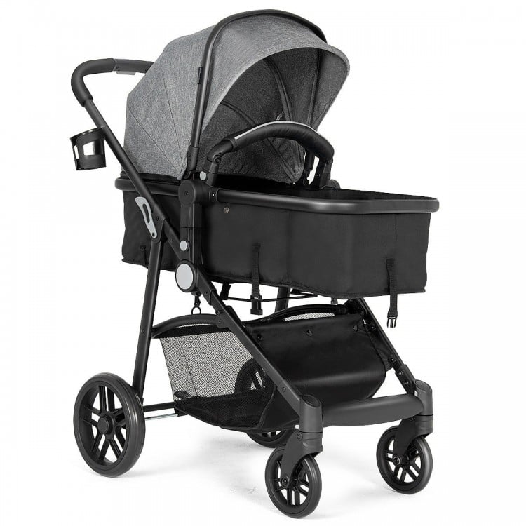 2 in 1 Foldable Pushchair Newborn Infant Baby Stroller-Gray