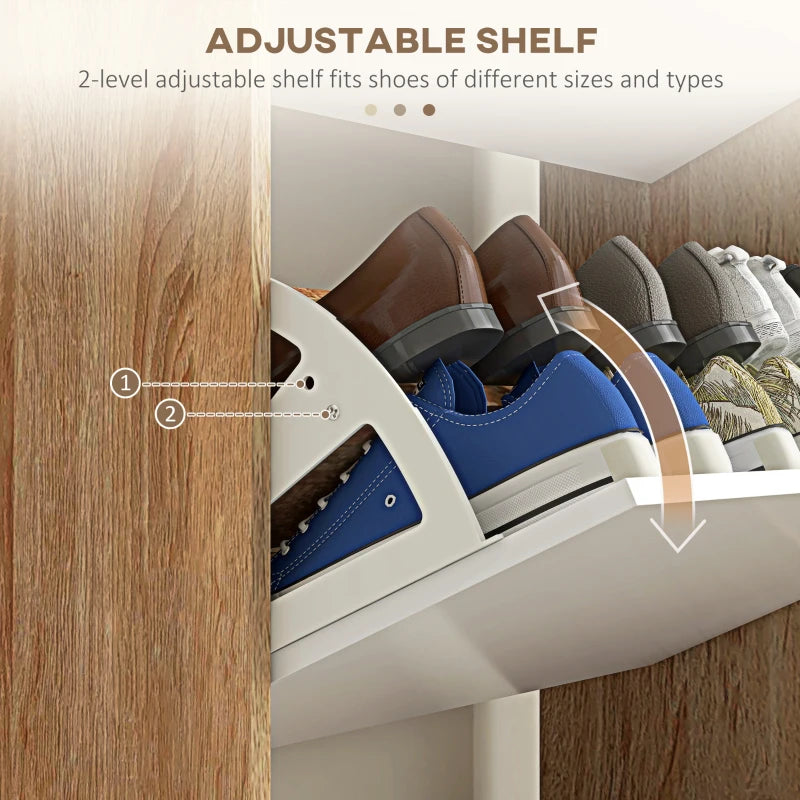 Slim Shoe Storage Cabinet with 3 Flip Drawers and Adjustable Shelves, Shoe Cabinet for 18-24 Pairs, White