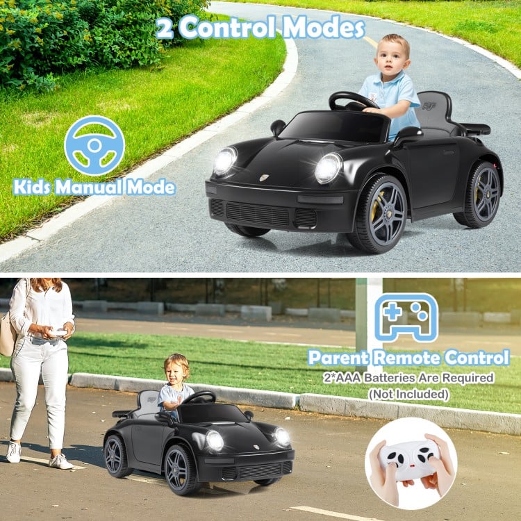 12V Electric Ride On Car Licensed RUF CTR with Remote Control and Music-Black
