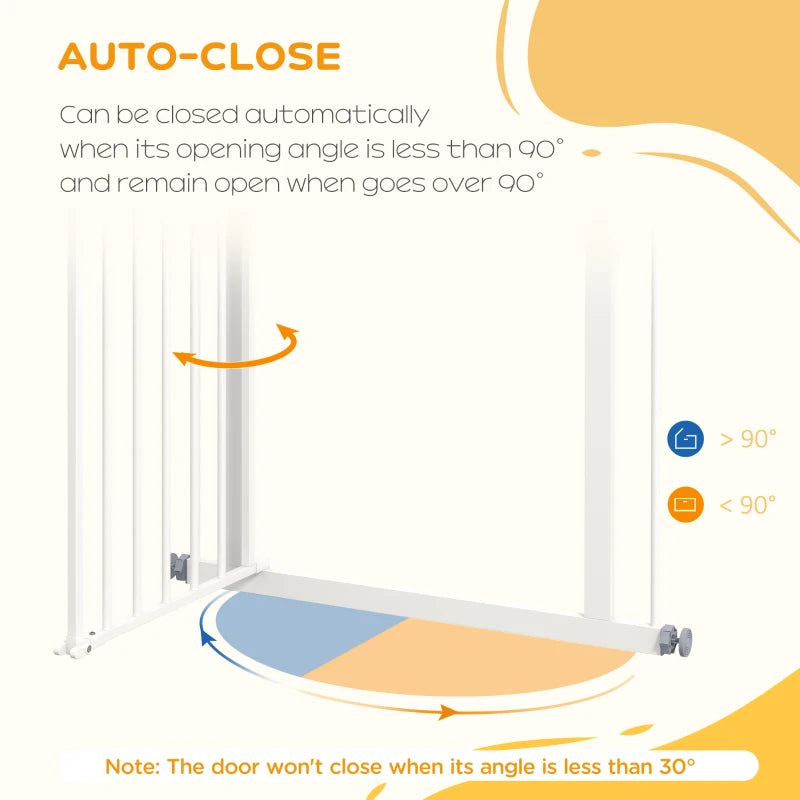 30 Inch Tall Pet Gate with Door Dog Gate and Barrier Indoor for Stairs, Pressure-Mounted Safety Gate, White